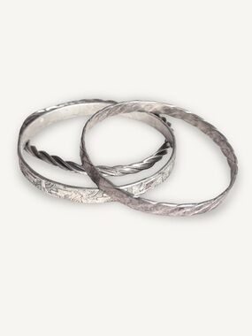 Three Vintage Taxco Mexico Silver Bangle Bracelets Stamped Eagle Maker Mark